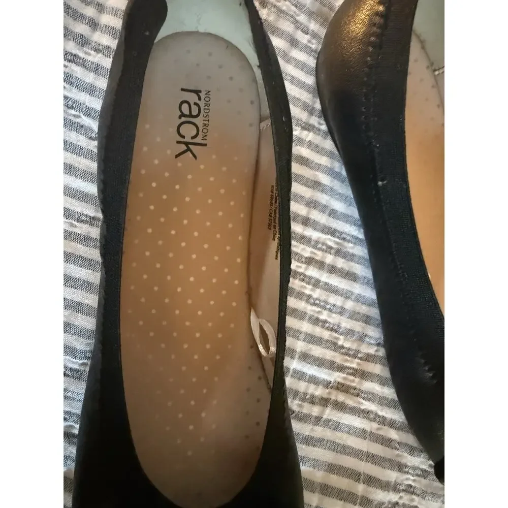 Nordstrom Rack Black Bow Ballet Flats Round Toe Slip-On Comfort Kids - 3M